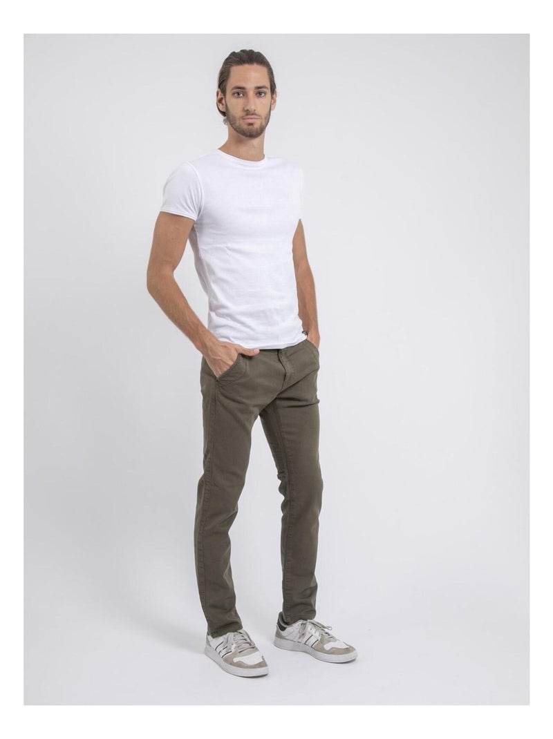 Pantalon chino coupe ajustée VALBACOL Kaki - Kiabi