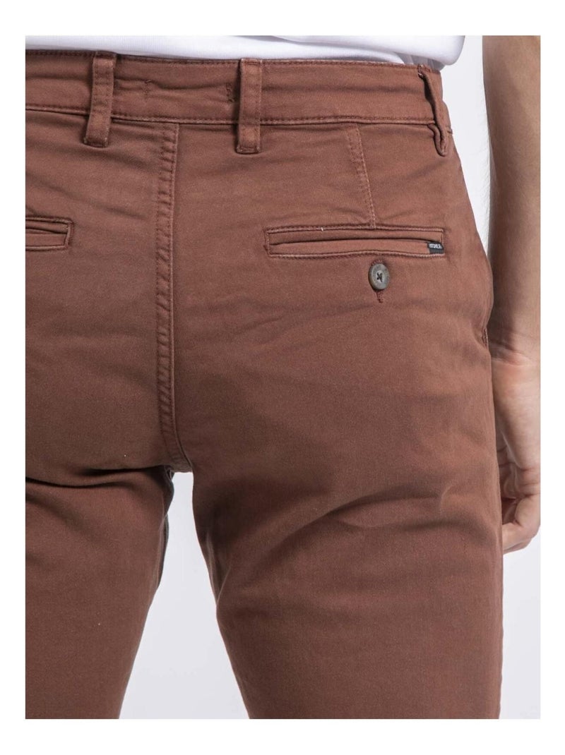 Pantalon chino coupe ajustée VALBACOL Marron - Kiabi
