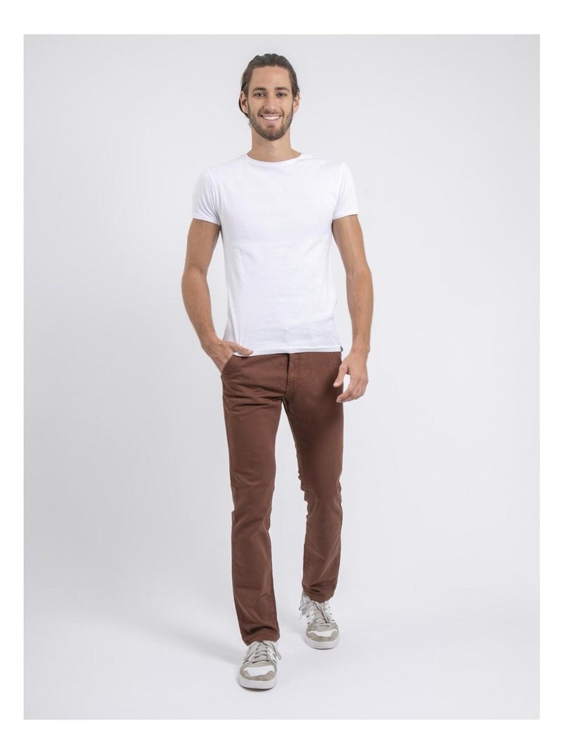 Pantalon chino coupe ajustée VALBACOL Marron - Kiabi