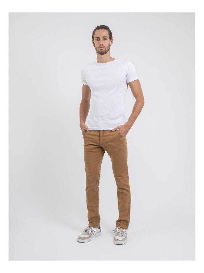 Pantalon chino coupe ajustée VALBACOL Marron glacé - Kiabi
