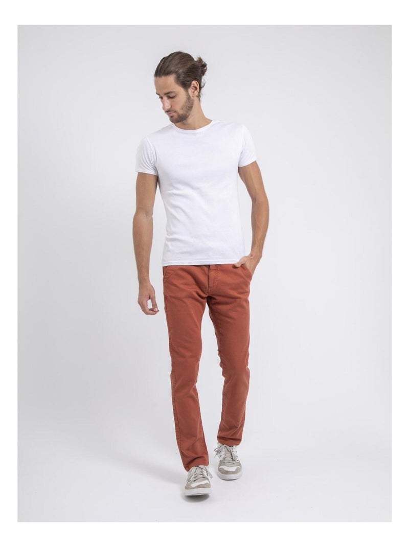 Pantalon chino coupe ajustée VALBACOL Rouge brique - Kiabi