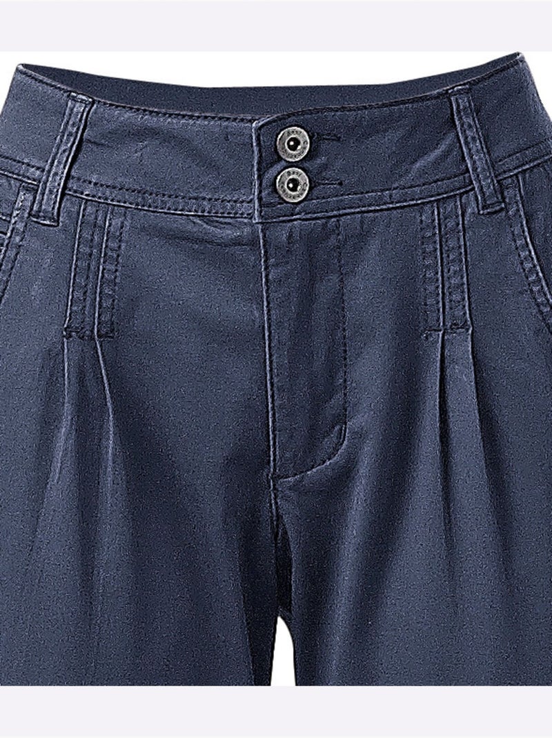 Pantalon Chino Coupe Carotte - Taille Standard - helline Bleu marine - Kiabi