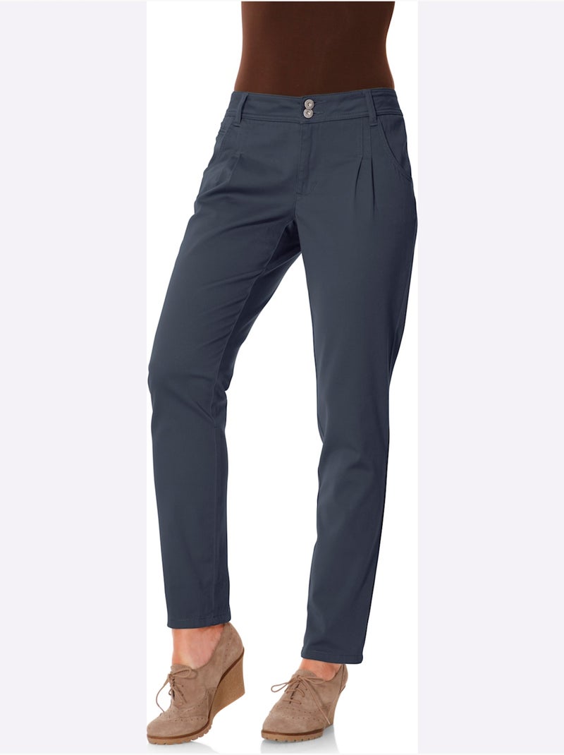 Pantalon Chino Coupe Carotte - Taille Standard - helline Bleu marine - Kiabi