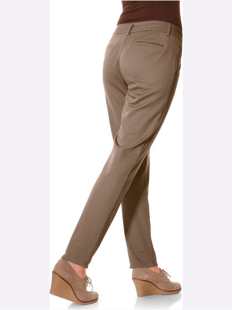 Pantalon Chino Coupe Carotte - Taille Standard - helline Marron - Kiabi