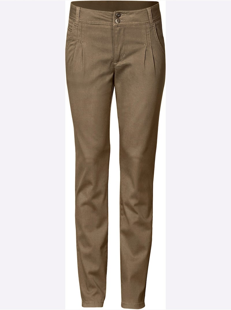 Pantalon Chino Coupe Carotte - Taille Standard - helline Marron - Kiabi