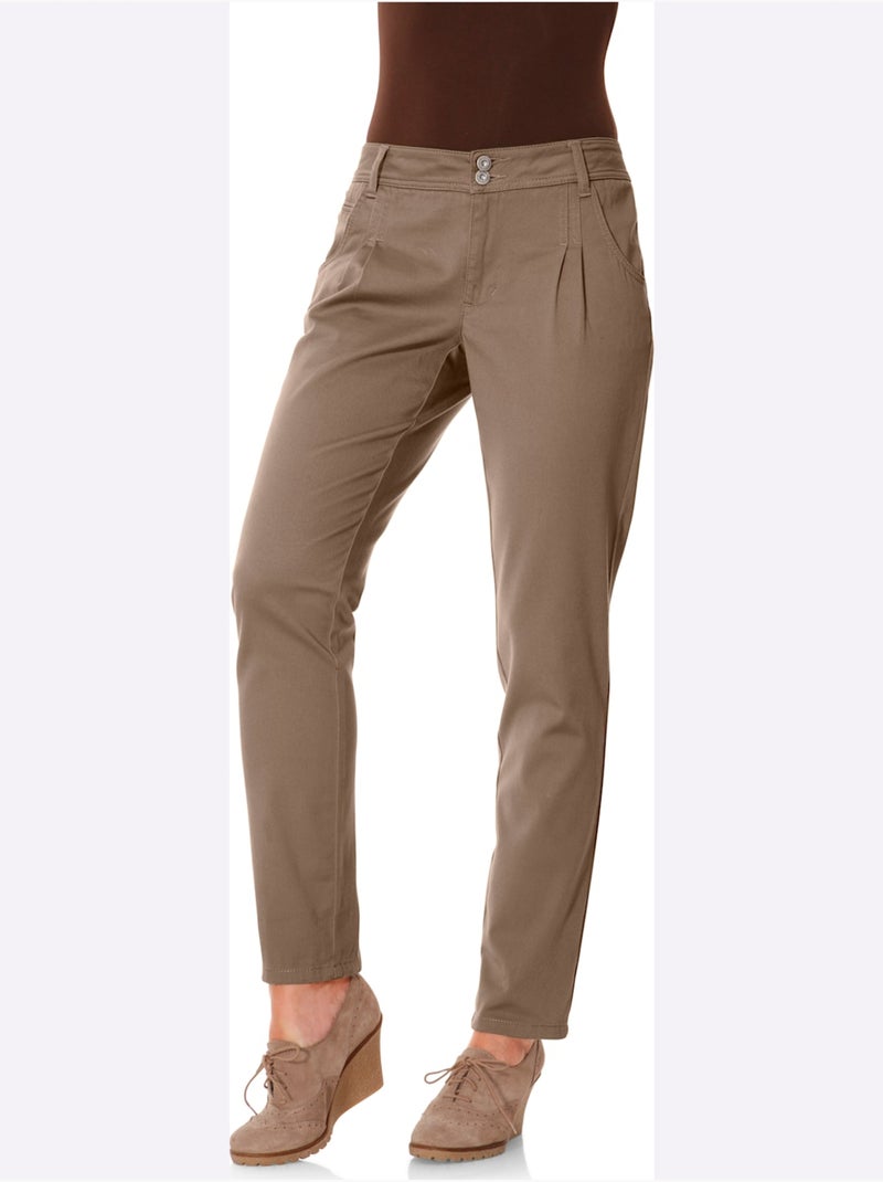 Pantalon Chino Coupe Carotte - Taille Standard - helline Marron - Kiabi