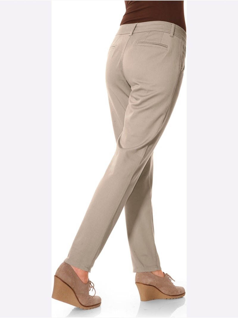 Pantalon Chino Coupe Carotte - Taille Standard - helline Sable - Kiabi