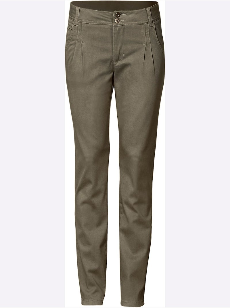 Pantalon Chino Coupe Carotte - Taille Standard - helline Vert olive - Kiabi
