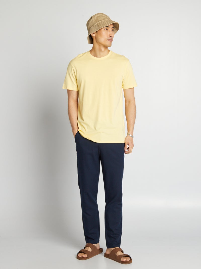 Pantalon chino coupe slim en lin mélangé bleu marine - Kiabi