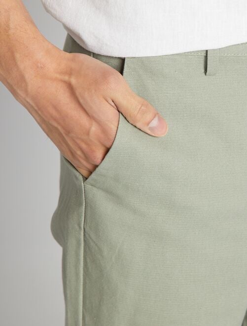 Pantalon chino coupe slim en lin mélangé - Kiabi