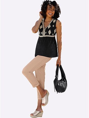 Pantalon chino coutures décoratives - taille standard - helline
