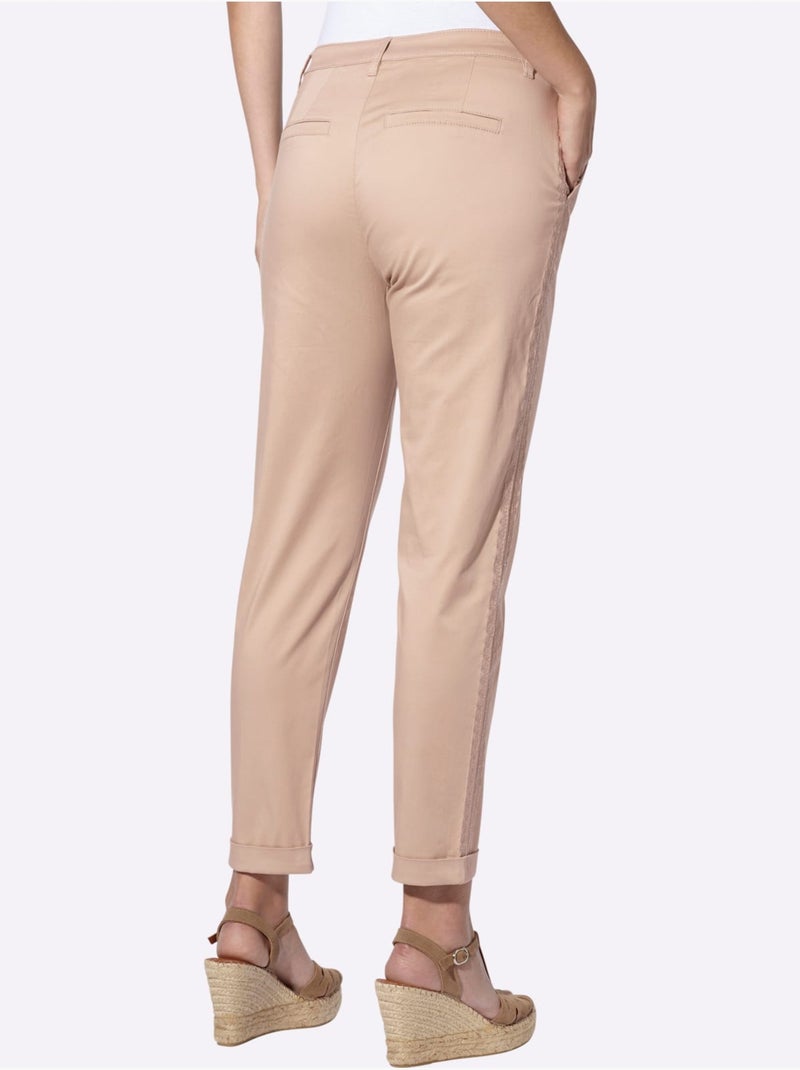 Pantalon chino coutures décoratives - taille standard - helline Beige - Kiabi