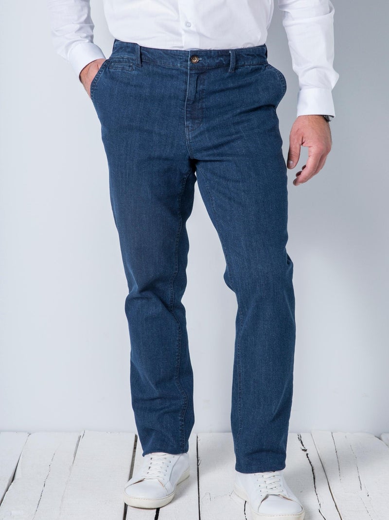 Pantalon chino denim extensible ceinture auto-réglable - Damart Bleu foncé - Kiabi