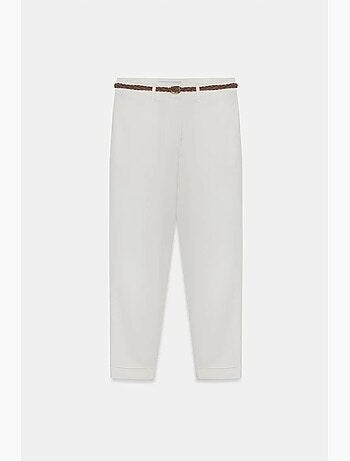 Pantalon chino droit ceinturé en gabardine dilvin
