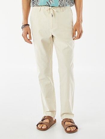 Pantalon chino droit en lin mélangé
