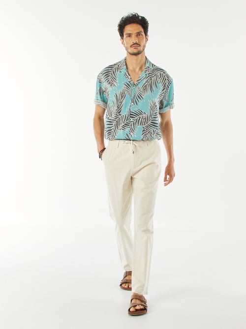 Pantalon chino droit en lin mélangé - Kiabi