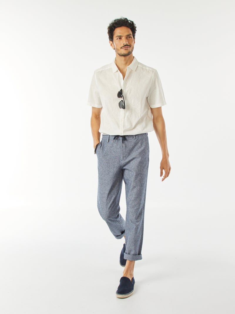 Pantalon chino droit en lin mélangé Bleu gris - Kiabi
