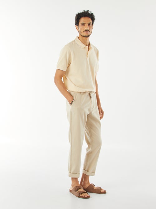 Pantalon chino droit en lin mélangé - Kiabi