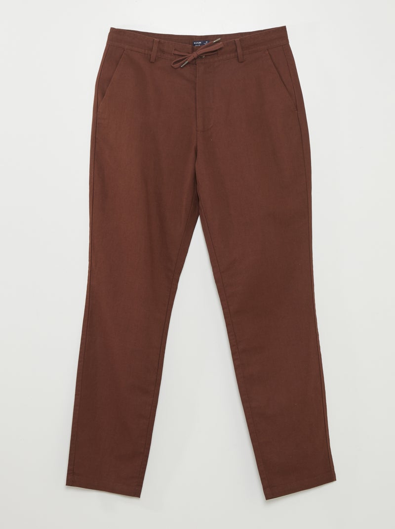 Pantalon chino droit Marron - Kiabi