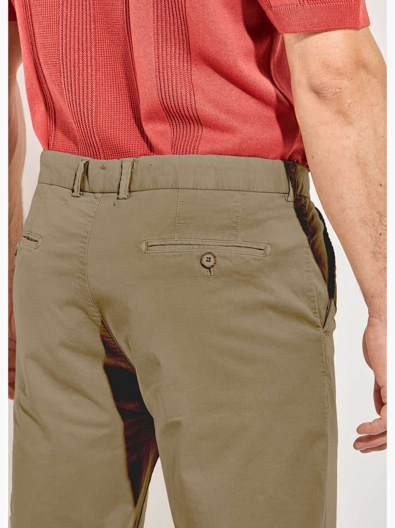 Pantalon chino droit toile coton stretch - Afibel Marron - Kiabi