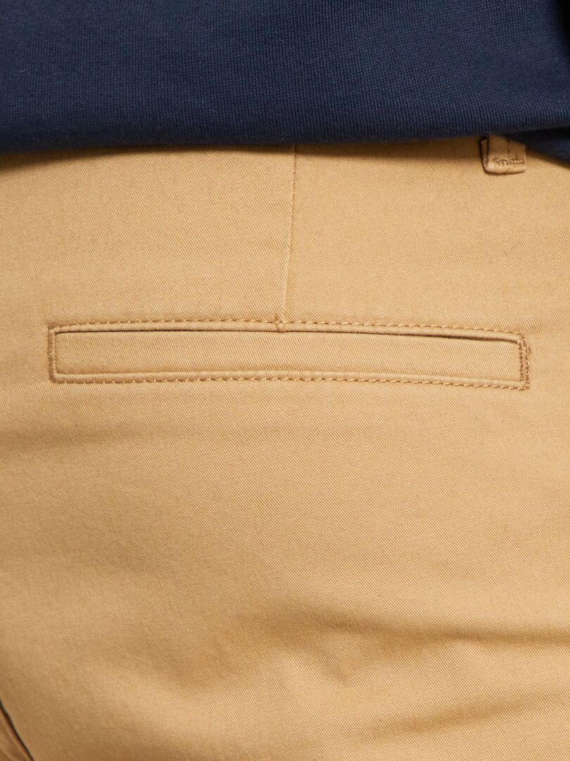 Pantalon chino en coton stretch Beige - Kiabi