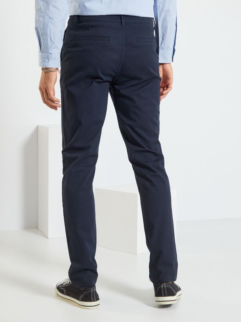 Pantalon chino en coton stretch bleu marine - Kiabi