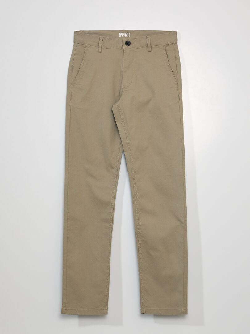 Pantalon chino en coton stretch L34 Beige - Kiabi