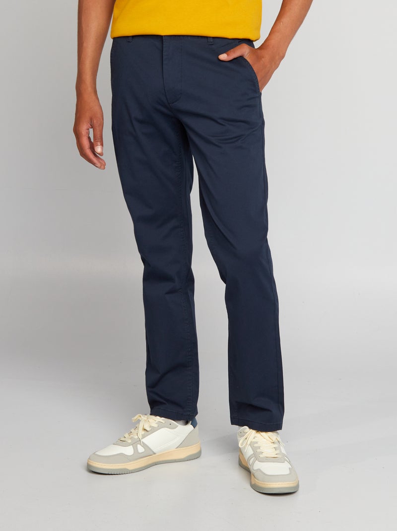 Pantalon chino en coton stretch L34 bleu marine - Kiabi