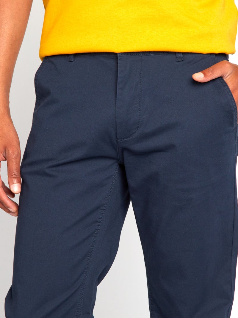 Pantalon chino en coton stretch L34 Bleu marine - Kiabi