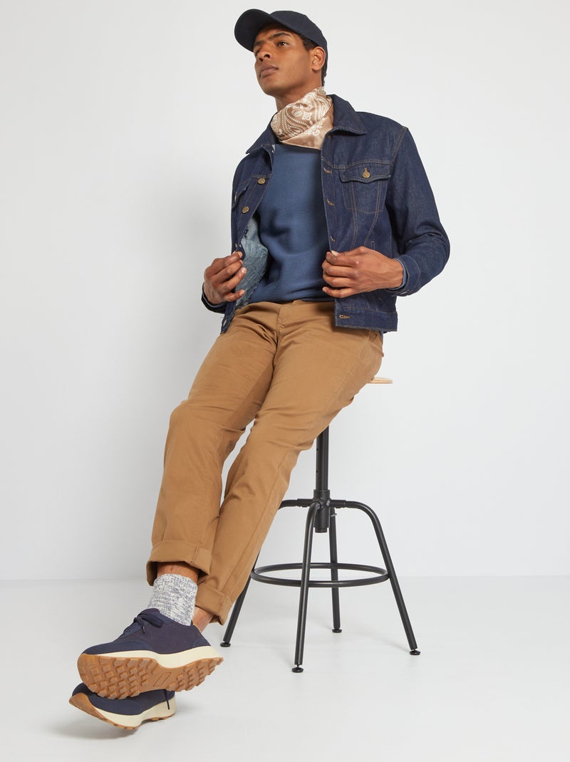 Pantalon chino en coton stretch L34 Camel - Kiabi