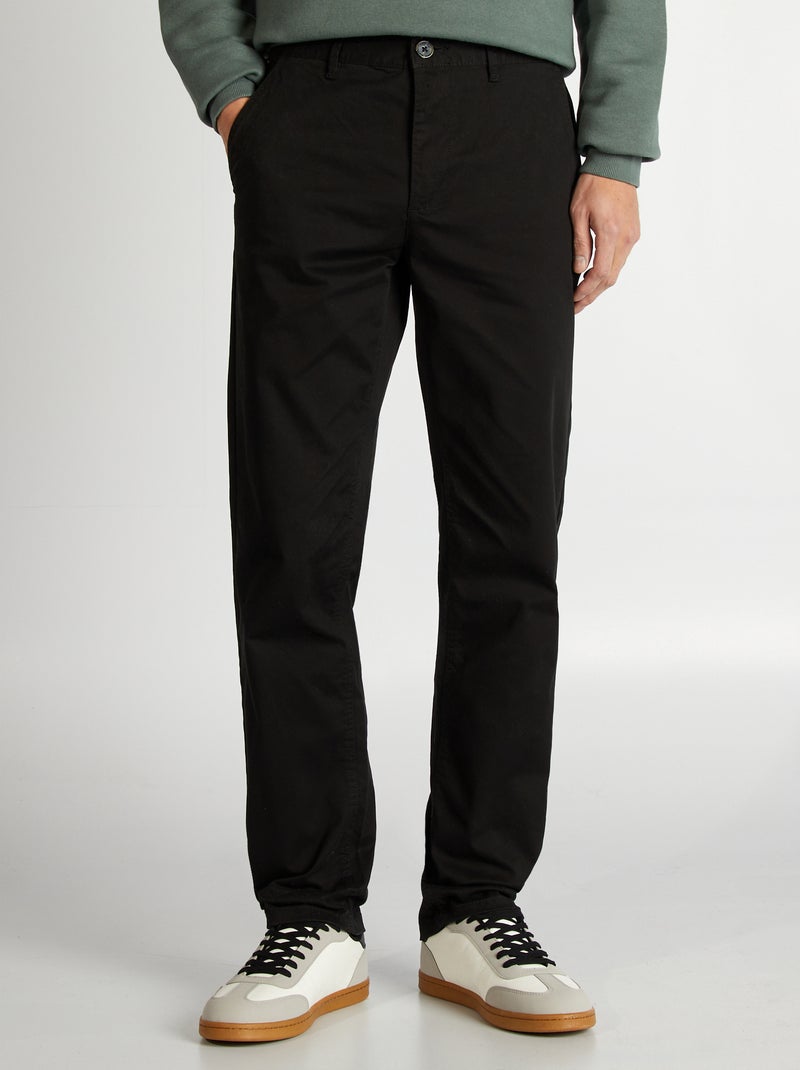 Pantalon chino en coton stretch L34 Noir - Kiabi