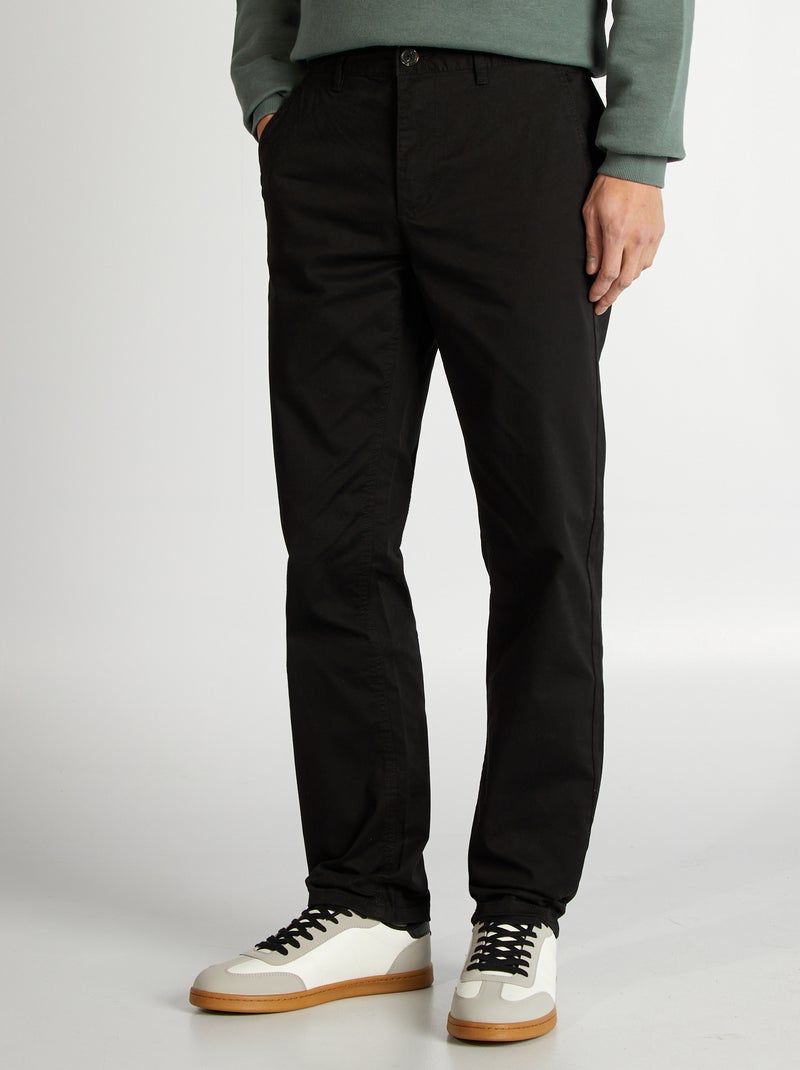 Pantalon chino en coton stretch L34 Noir - Kiabi