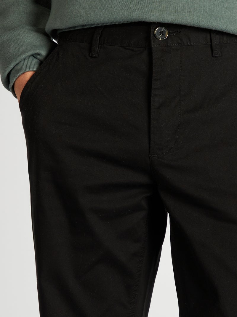 Pantalon chino en coton stretch L34 Noir - Kiabi