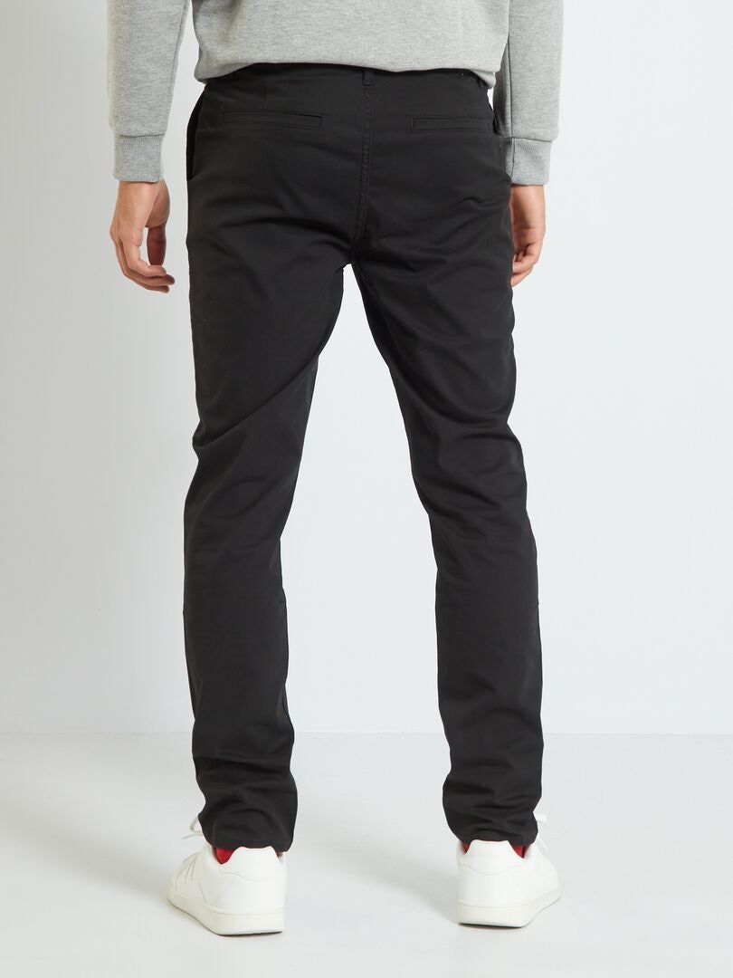 Pantalon chino en coton stretch noir - Kiabi