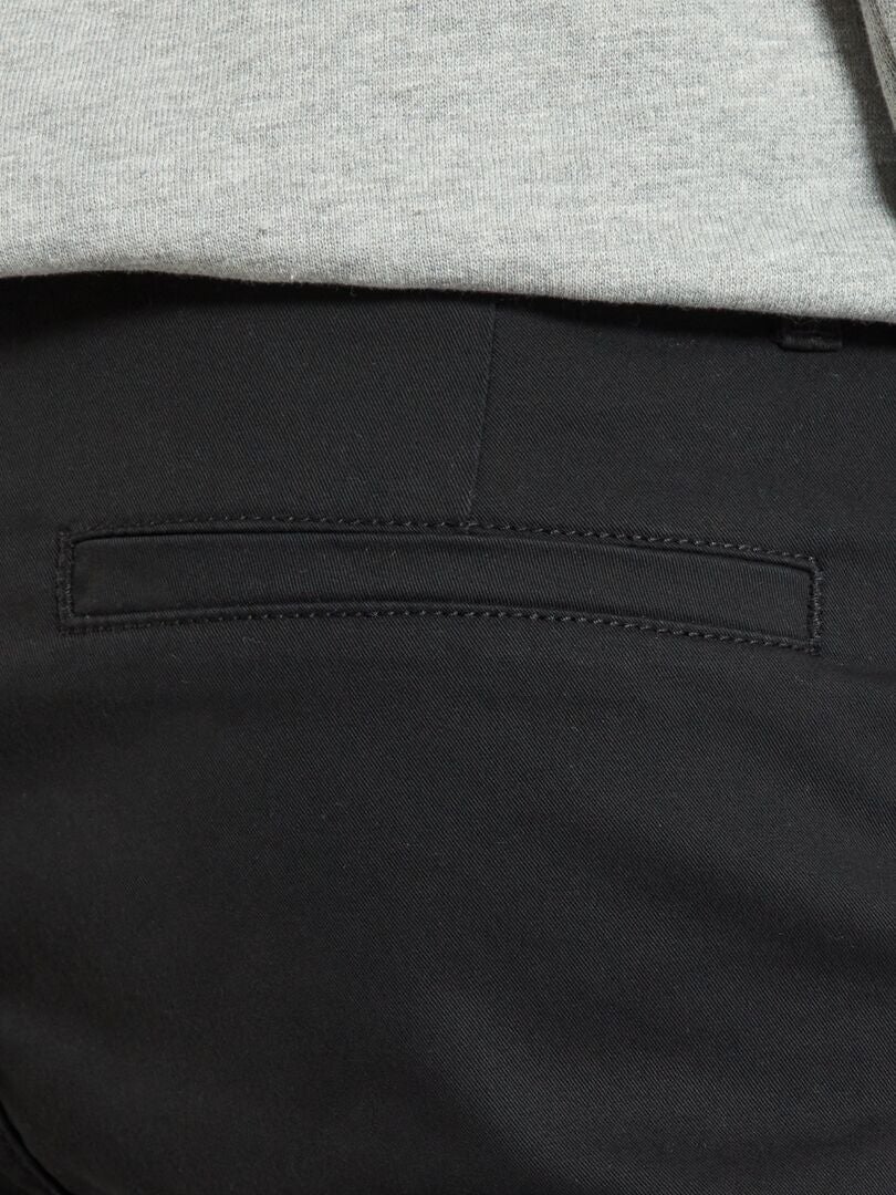 Pantalon chino en coton stretch noir - Kiabi