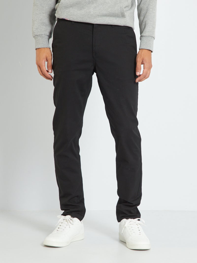 Pantalon chino en coton stretch noir - Kiabi