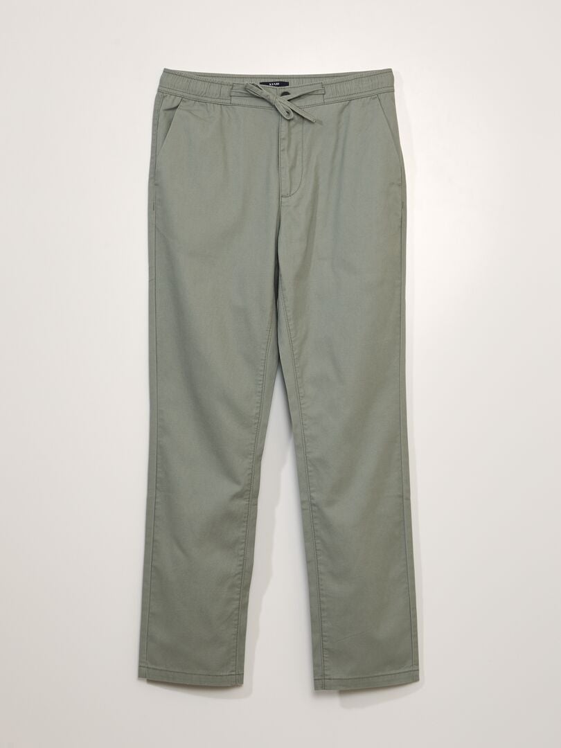 Pantalon chino en coton Vert - Kiabi