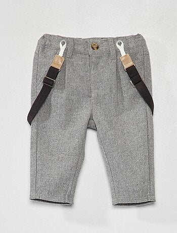 Pantalon chino en flanelle avec bretelles amovibles - Kiabi