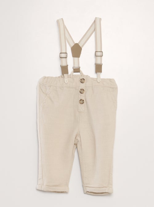 Pantalon chino en lin avec bretelles - Kiabi