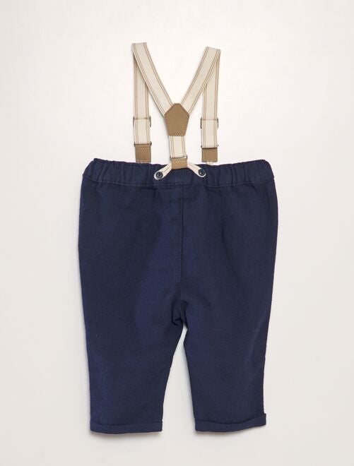 Pantalon chino en lin avec bretelles - Kiabi