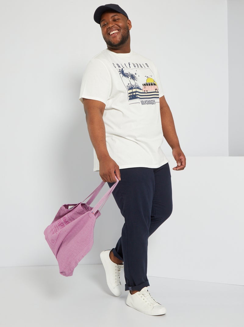 Pantalon chino en lin Bleu foncé - Kiabi