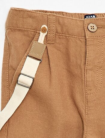 Pantalon chino en lin mélangé avec bretelles