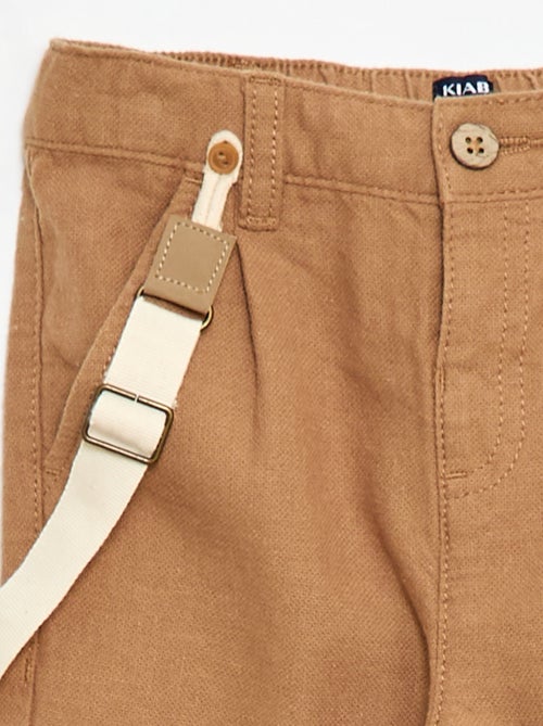 Pantalon chino en lin mélangé avec bretelles - Kiabi