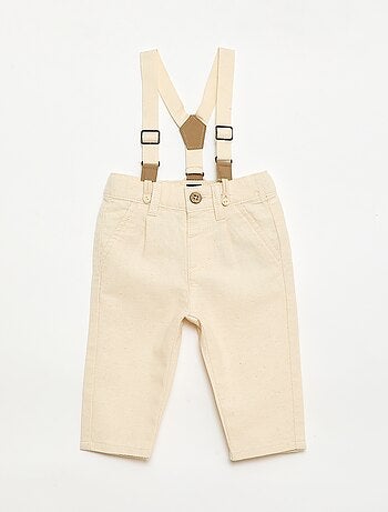 Pantalon chino en lin mélangé avec bretelles