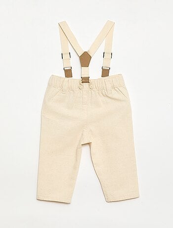Pantalon chino en lin mélangé avec bretelles