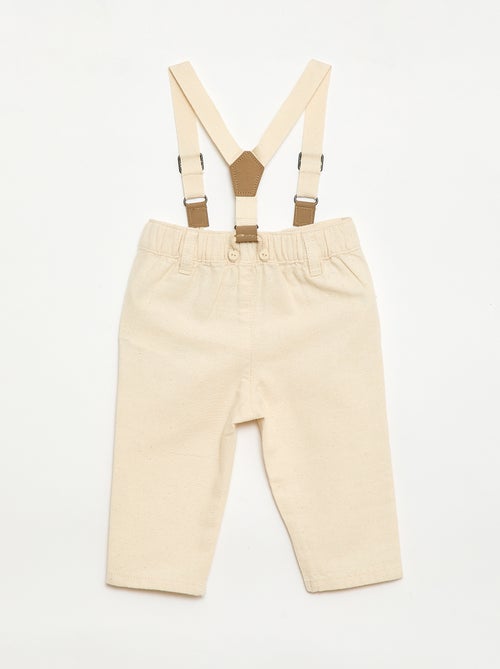 Pantalon chino en lin mélangé avec bretelles - Kiabi