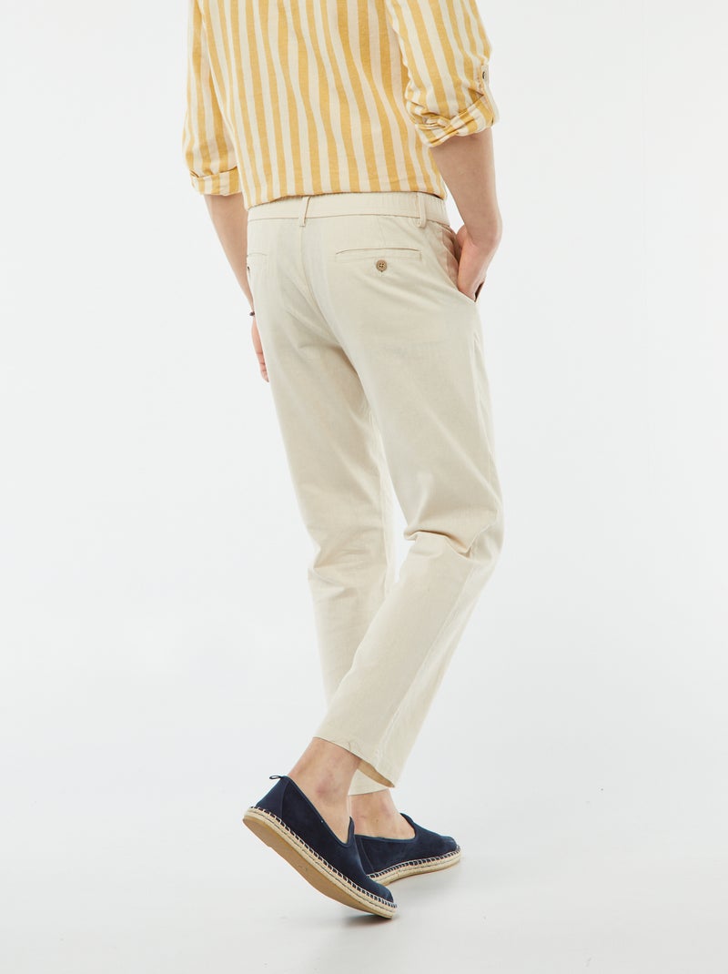 Pantalon chino en lin mélangé BEIGE - Kiabi