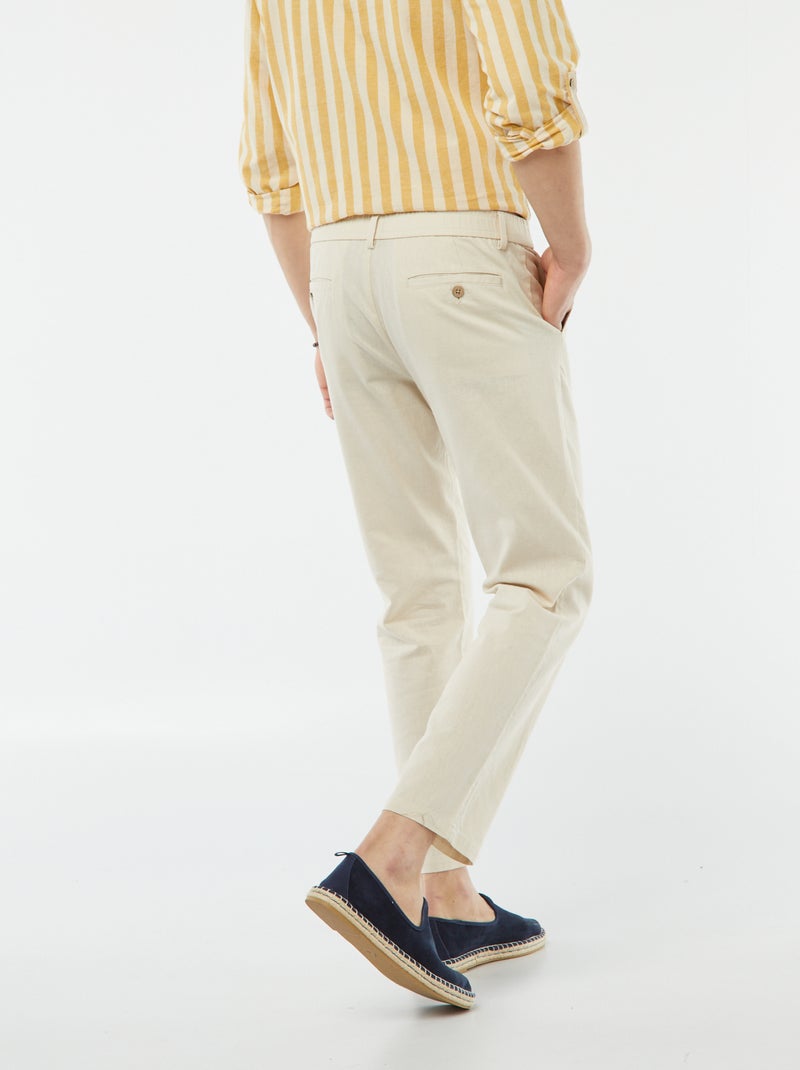 Pantalon chino en lin mélangé BEIGE - Kiabi