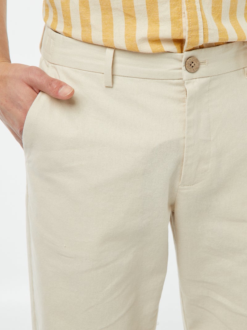 Pantalon chino en lin mélangé BEIGE - Kiabi