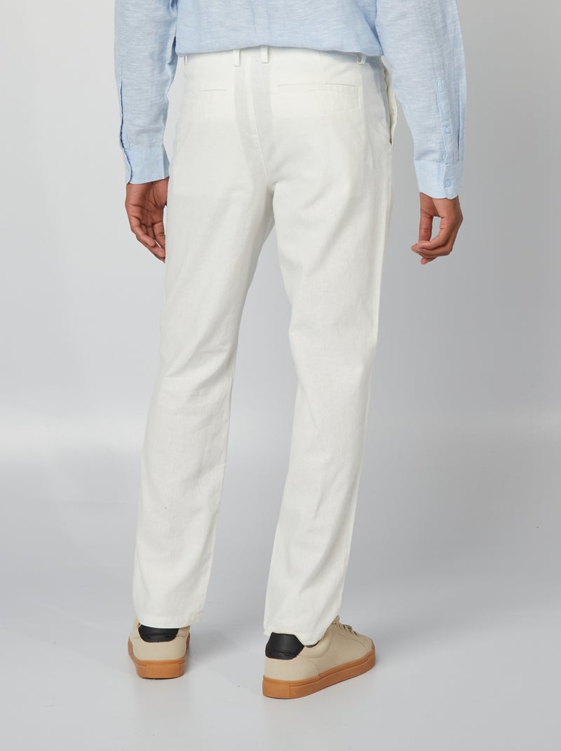 Pantalon chino en lin mélangé blanc - Kiabi
